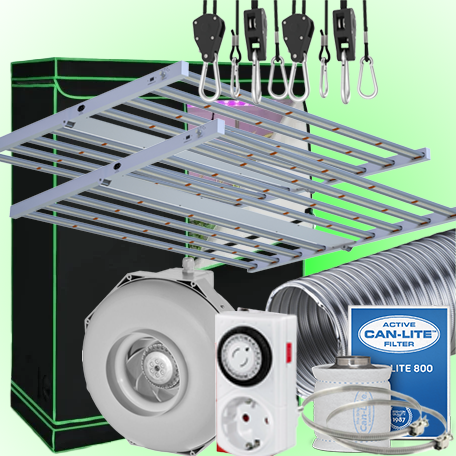 Profi LED Komplettset mit großer Growbox LED Growlampe Abluft und Aktivkohlefilter